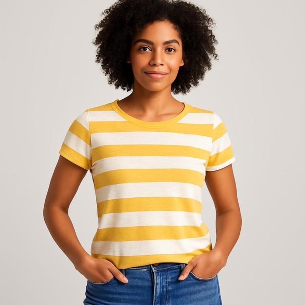 💕 Sonoma yellow and white cotton striped shirt Size M